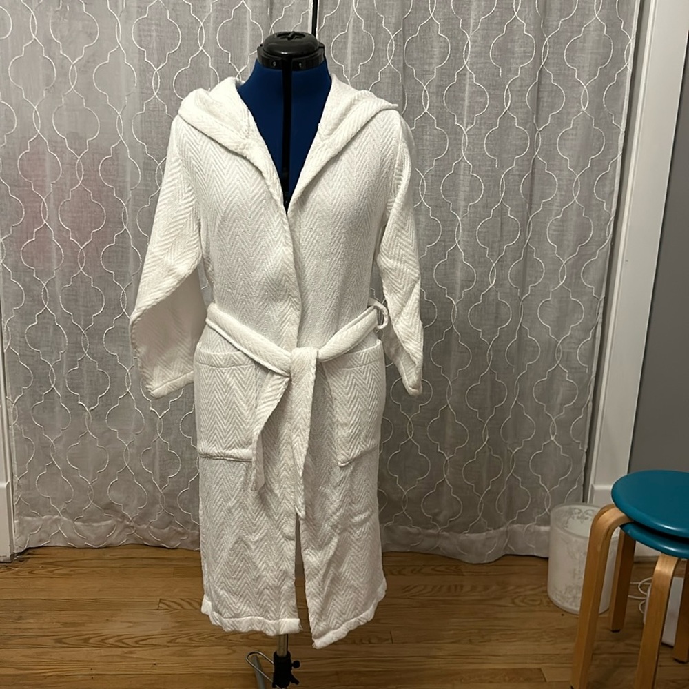 Custom Made Spa Bath Beach Robe with Hood and Roomy Pockets White Kids Teen